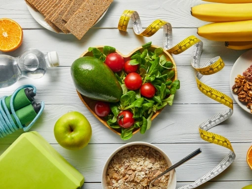 Flatlay of nutrient-rich foods representing functional nutrition and inflammation support